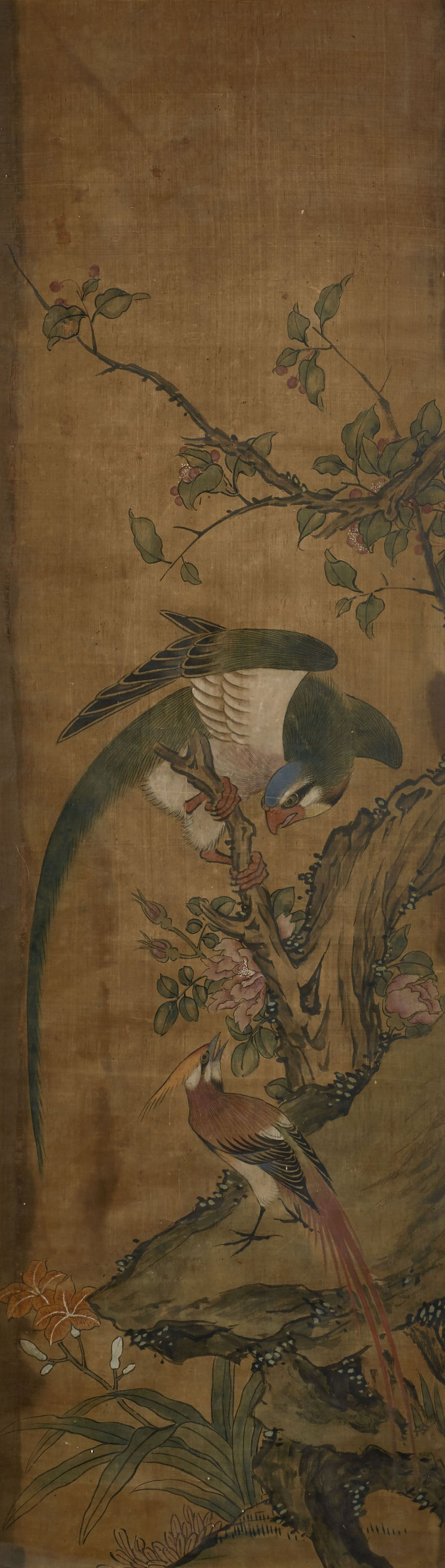DEUX PEINTURES À L'ENCRE ET COULEUR SUR SOIE, Chine, début du XXe siècle