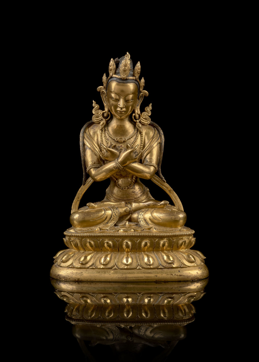 STATUE DE VAJRADHARA EN BRONZE DORÉ, Sino-tibetain, XVIIIe siècle