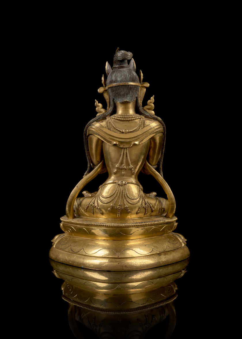 STATUE DE VAJRADHARA EN BRONZE DORÉ, Sino-tibetain, XVIIIe siècle