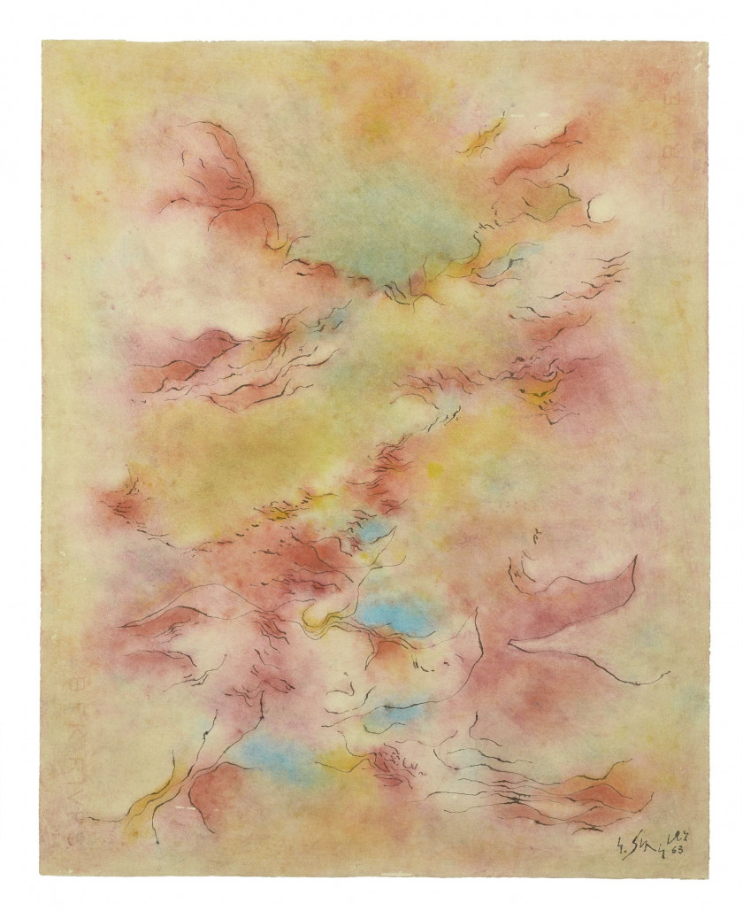Gustave SINGIER 1909 - 1984 Mistral III - 1963 Aquarelle et encre sur papier