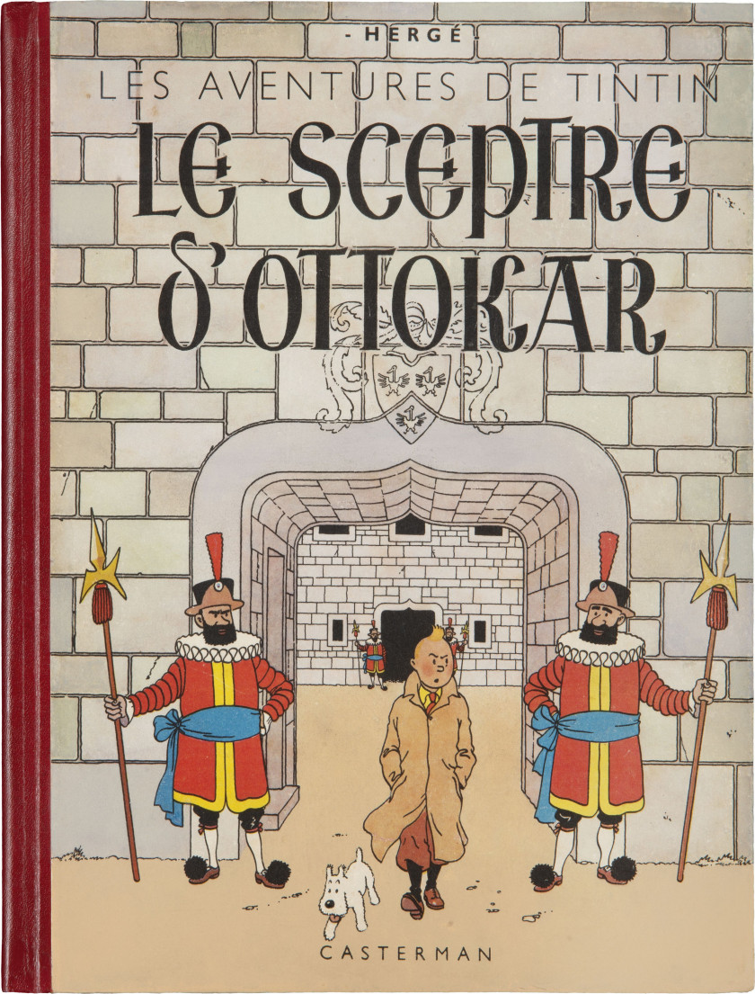 TINTIN N°08  Le Sceptre d’Ottokar Casterman, 1942. Dos rouge, 4e plat A18. Édition dite «grande image», 4 hors-textes couleurs....