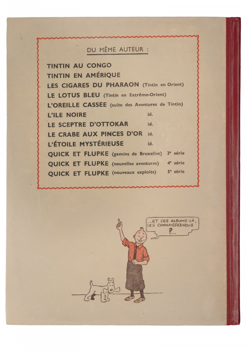 TINTIN N°08  Le Sceptre d’Ottokar Casterman, 1942. Dos rouge, 4e plat A18. Édition dite «grande image», 4 hors-textes couleurs....