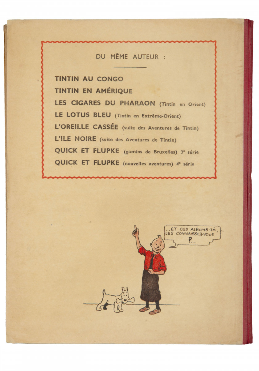 TINTIN N°08  Le Sceptre d’Ottokar Casterman, 1939. Dos rouge, 4e plat A7, édition «petite image collée», 4 hors textes couleurs....