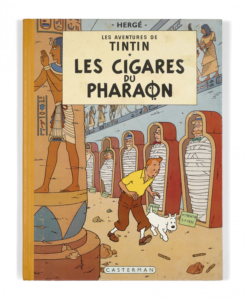 TINTIN N°04  Les Cigares du Pharaon Casterman, 1955. Dos jaune, 4e plat B14 (3e trimestre 1955). Imp. Danel n°790. EO française....