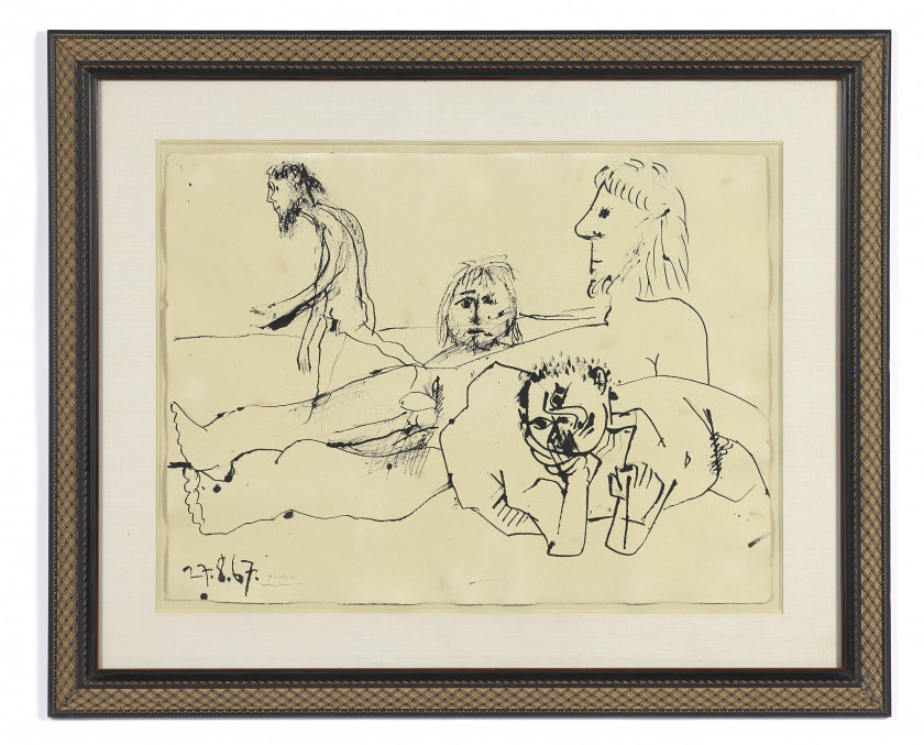 ¤ Pablo PICASSO 1881-1973 Personnages nus - 1967 Encre de Chine sur papier