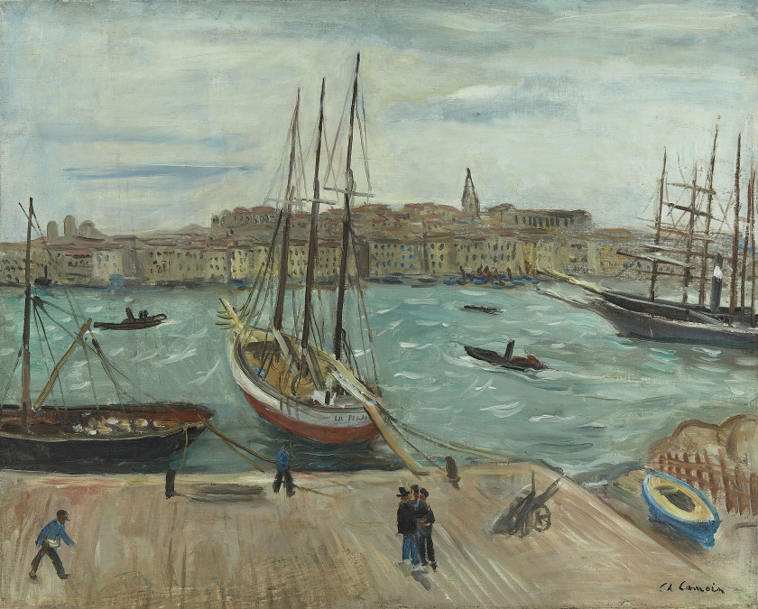 Charles CAMOIN 1879 - 1965 Port de Marseille par temps gris - circa 1928 Huile sur toile