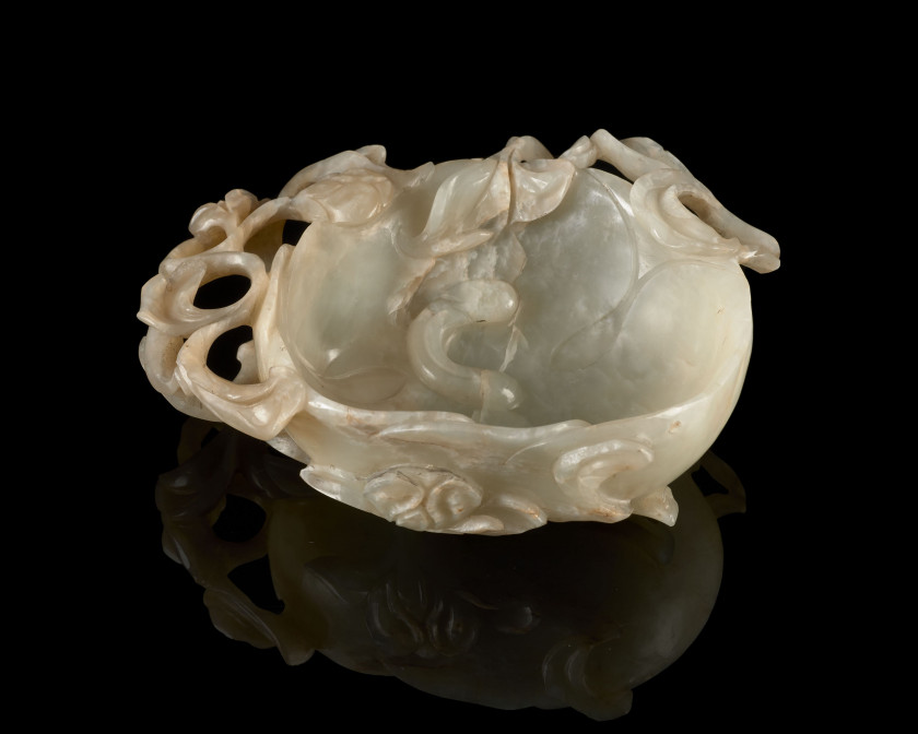 RINCE PINCEAUX EN JADE CÉLADON, Chine, dynastie Qing, XIXe siècle