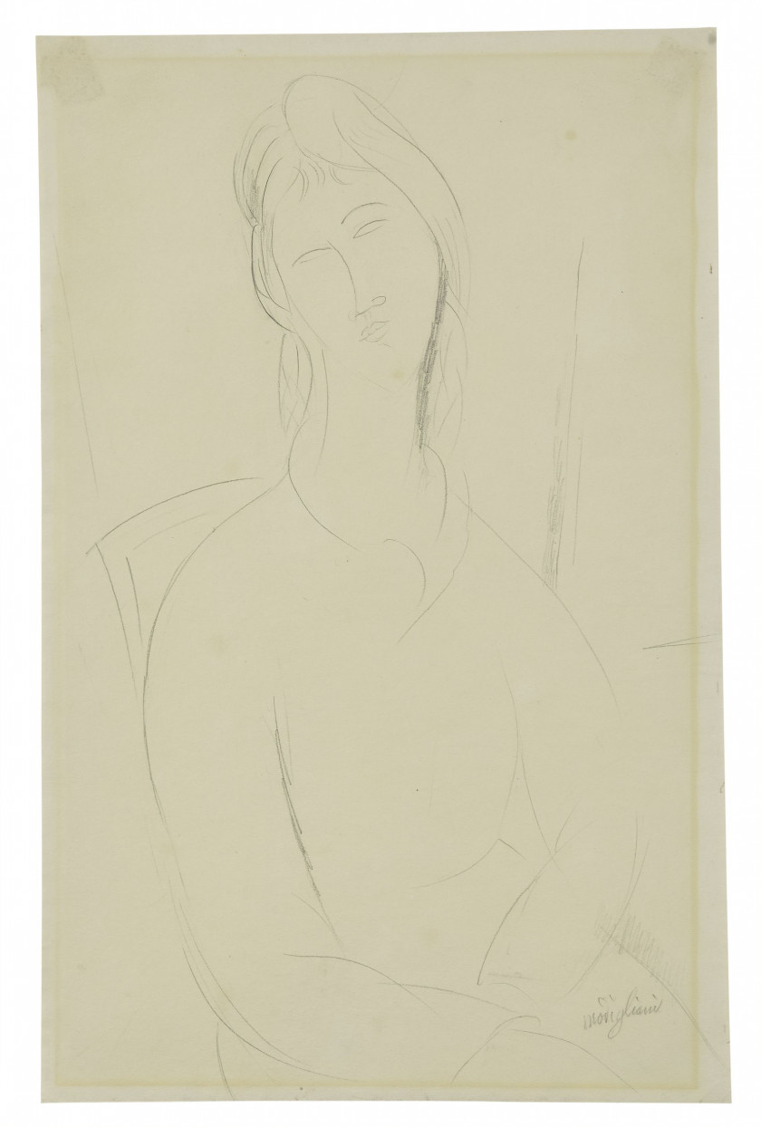 Amedeo MODIGLIANI 1884- 1920 Jeanne Hébuterne assise - Circa 1918 Crayon sur papier