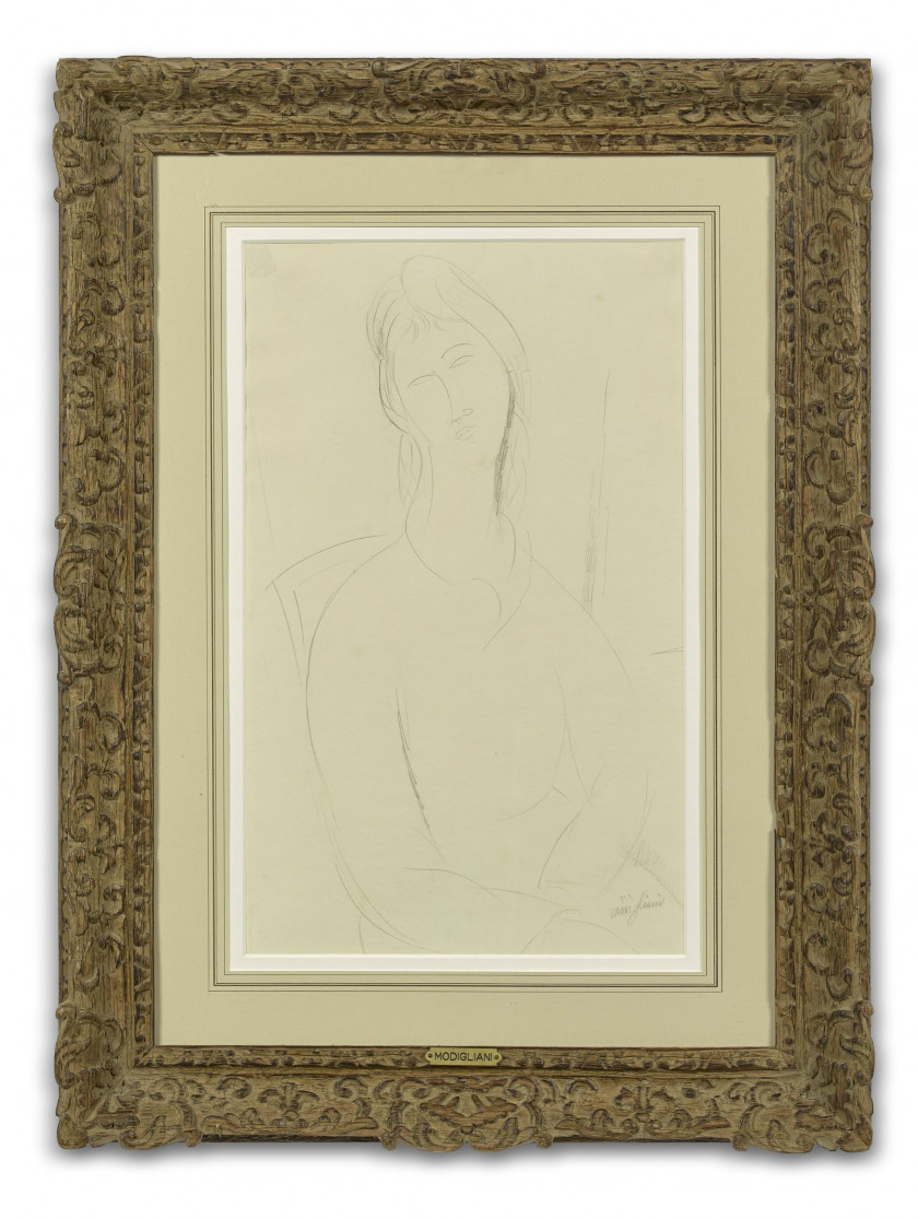 Amedeo MODIGLIANI 1884- 1920 Jeanne Hébuterne assise - Circa 1918 Crayon sur papier