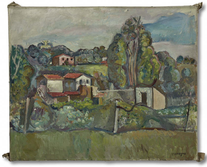 Pinchus KREMEGNE 1890 - 1981 Paysage de Provence - circa 1920 Huile sur toile