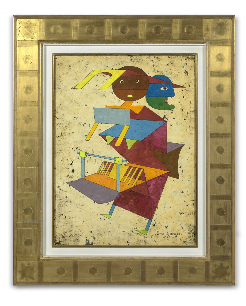 Victor BRAUNER 1903 - 1966 Sans titre - 1954 Cire sur papier marouflé sur carton