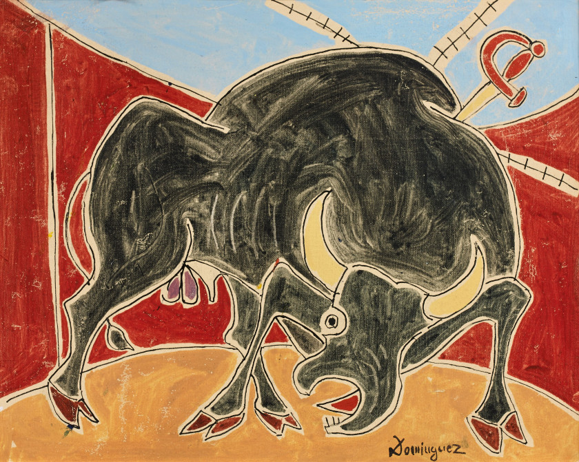 Oscar DOMINGUEZ 1906 - 1957 Corrida, la pique - circa 1952 Huile sur toile