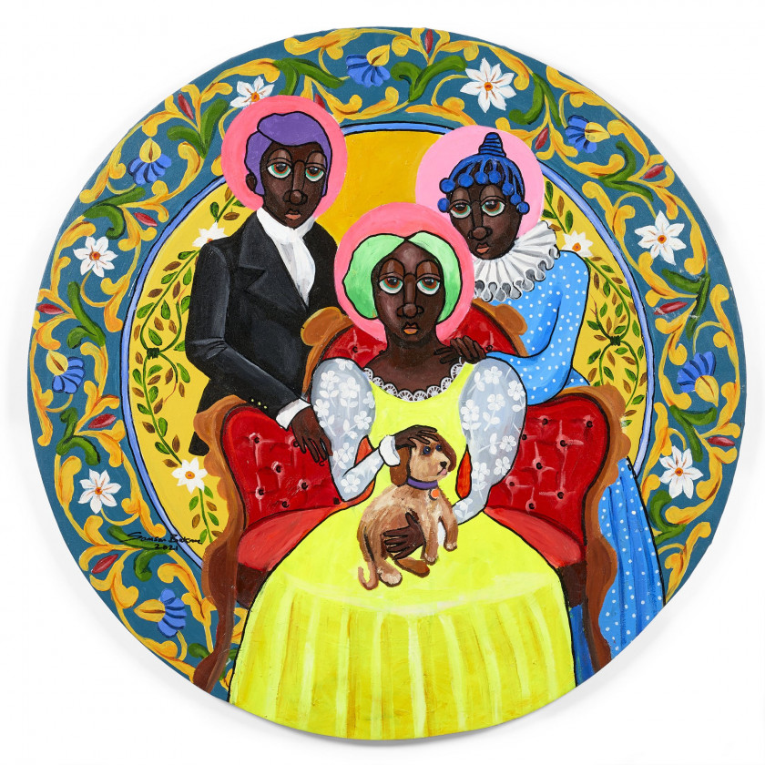 Samson BAKARE Né en 1993 - Nigéria Family Portrait 2, 2021 Acrylique sur toile