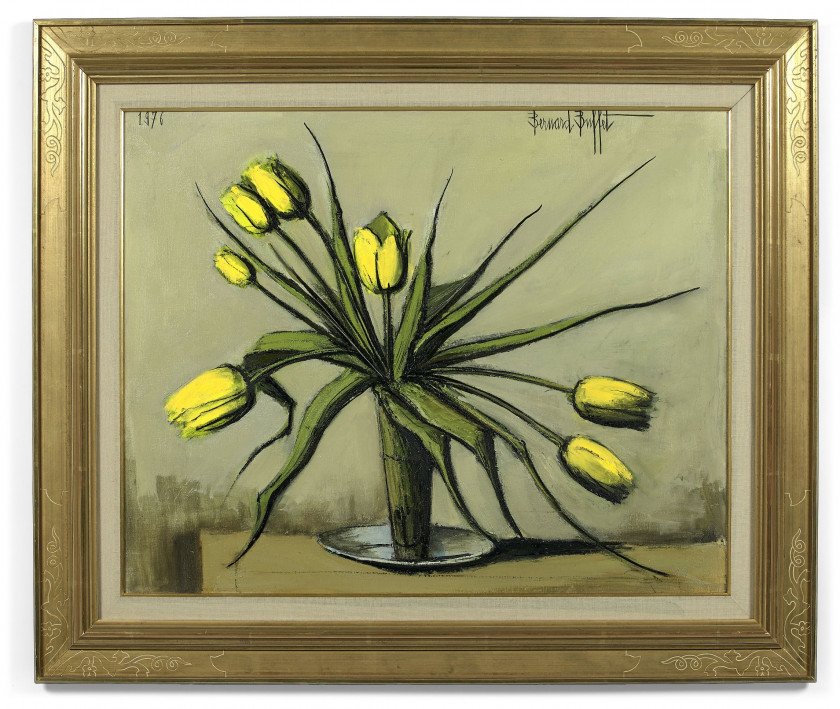 ¤ Bernard BUFFET 1928 - 1999 Les tulipes jaunes - 1976 Huile sur toile