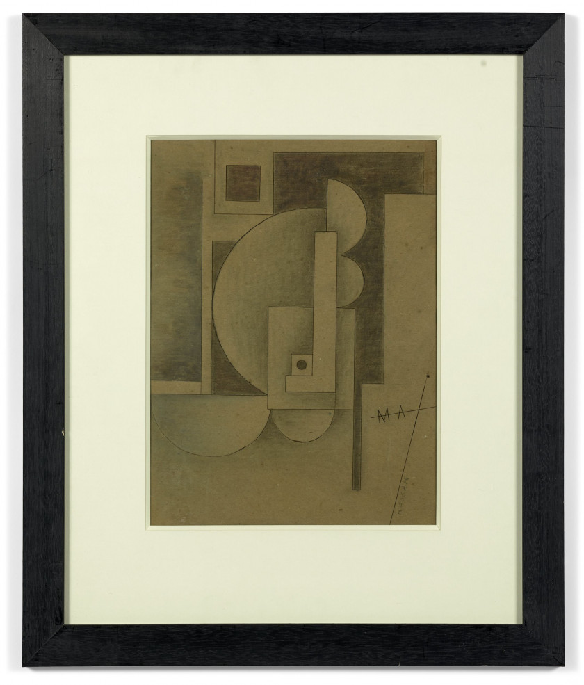 Lajos KASSAK 1887-1967 Projet de couverture pour la revue MA Mine de plomb, encre et crayons de couleur sur carton