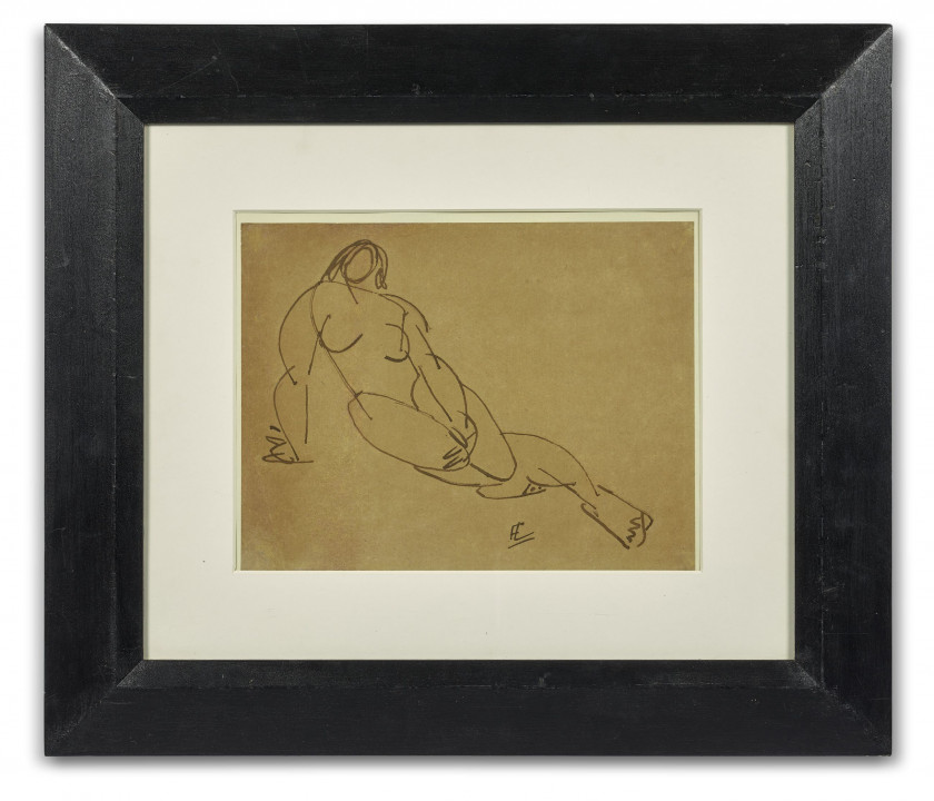 Fernand LEGER 1881 - 1955 Etude de nu - 1909 Encre sur papier