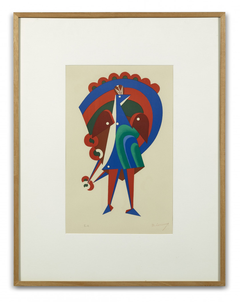 Mikhaïl LARIONOV 1881-1964 Un paon (costume mécanique), de l'Album L'Art décoratif théâtral moderne, Editions La Cible, Paris 1939 L.