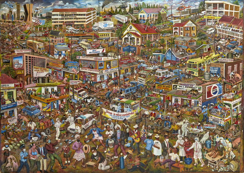 Joseph BERTIERS Né en 1963 - Kenya Colonial virus, 2021 Huile sur toile