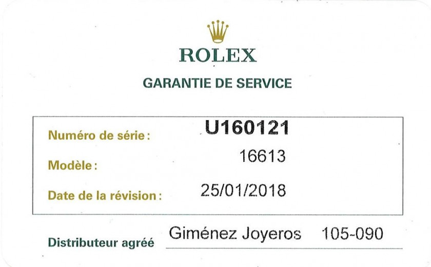 ROLEX  Submariner, ref. 16613, "Sultan dial", n° U160121