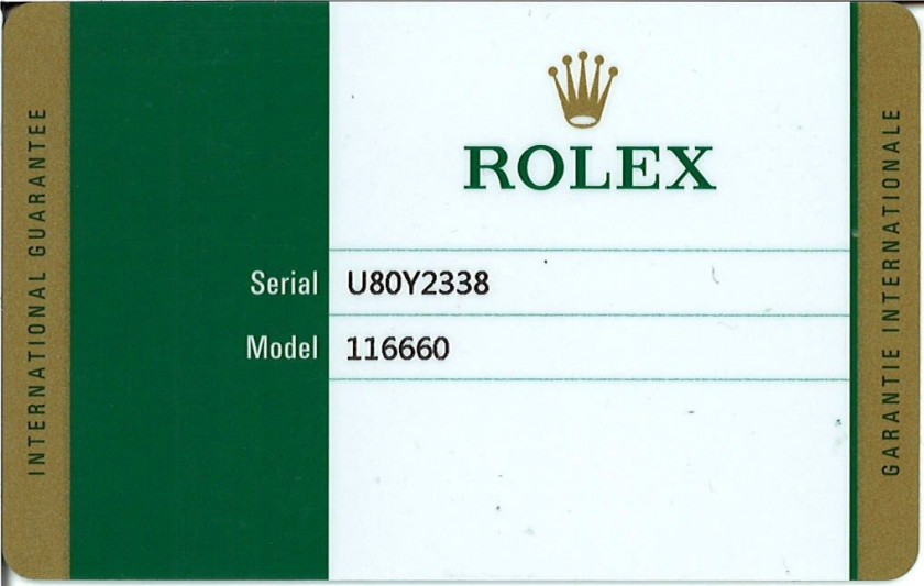 ROLEX  DeepSea , ref. 116660, n° U80Y2338