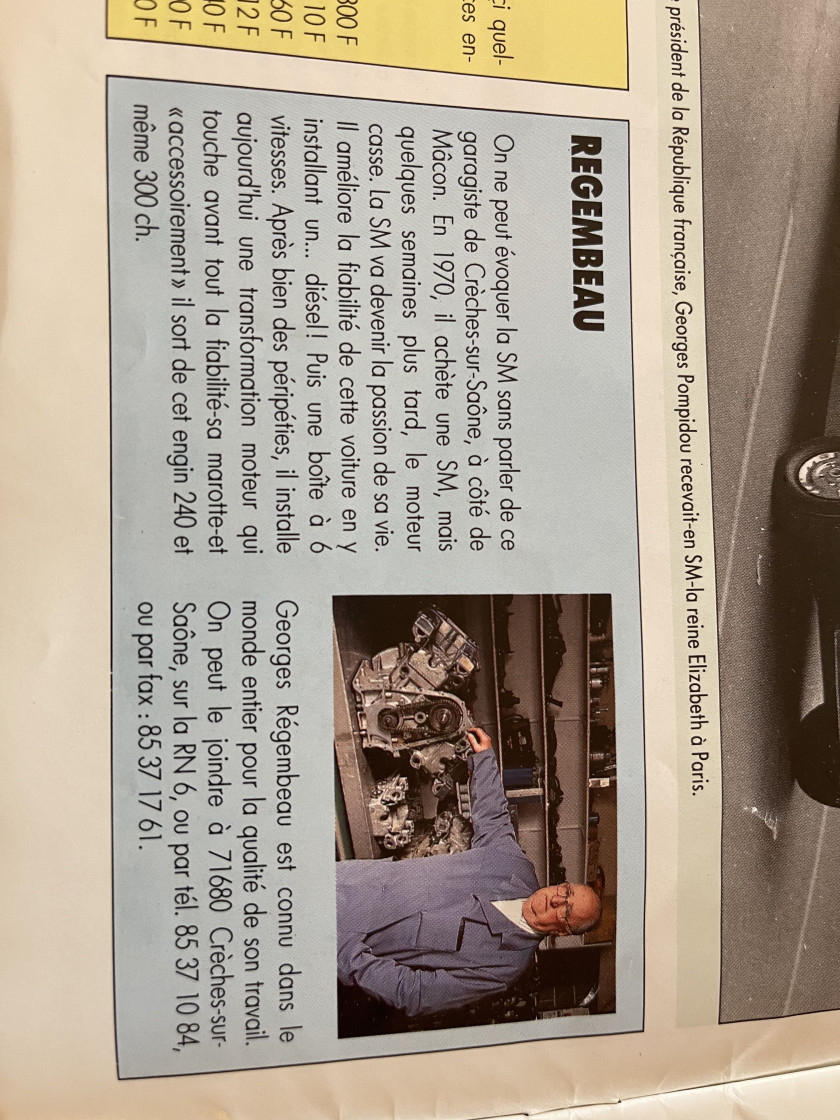 1971 Citroën SM Carburateurs préparation Regembeau  No reserve