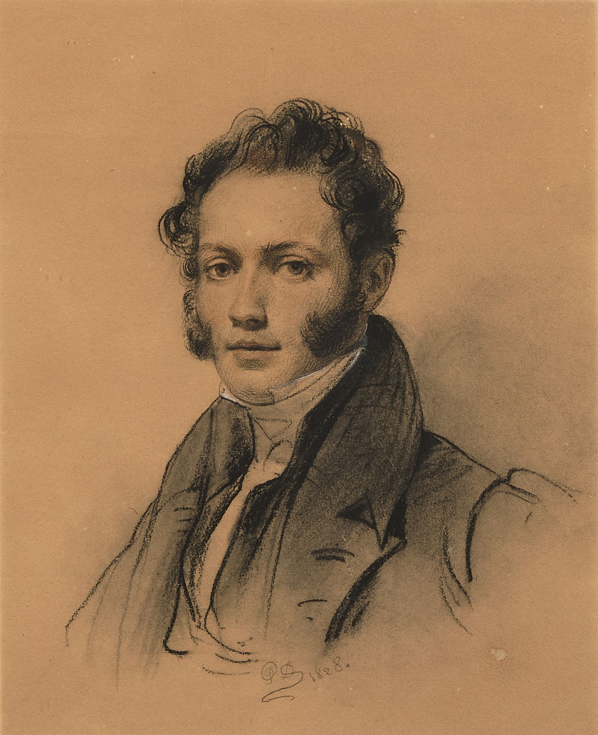 Paul DELAROCHE Paris, 1797 - 1856 Portrait d'Antoine Alphonse Montfort Crayon noir, estompe et pastel