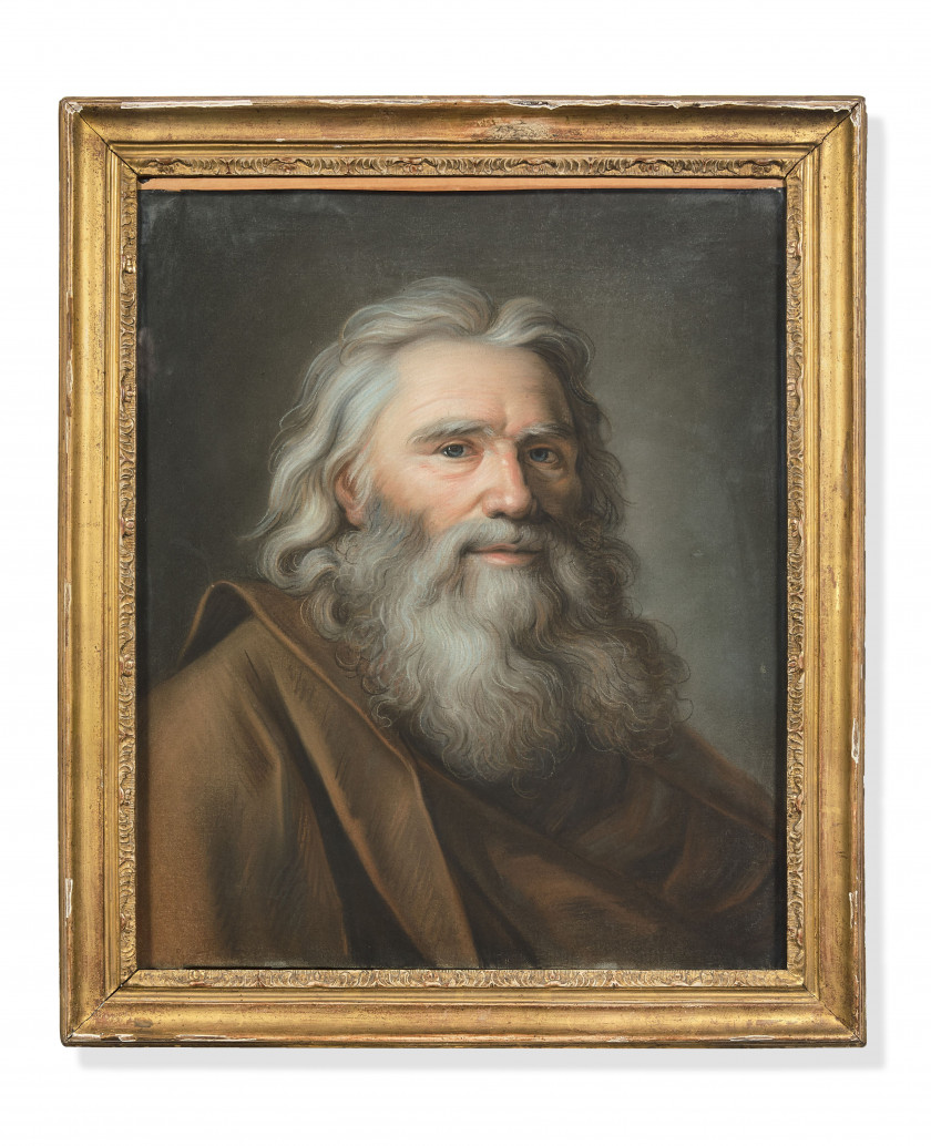 Ecole française du XVIIIe siècle  Buste d'homme barbu Pastel