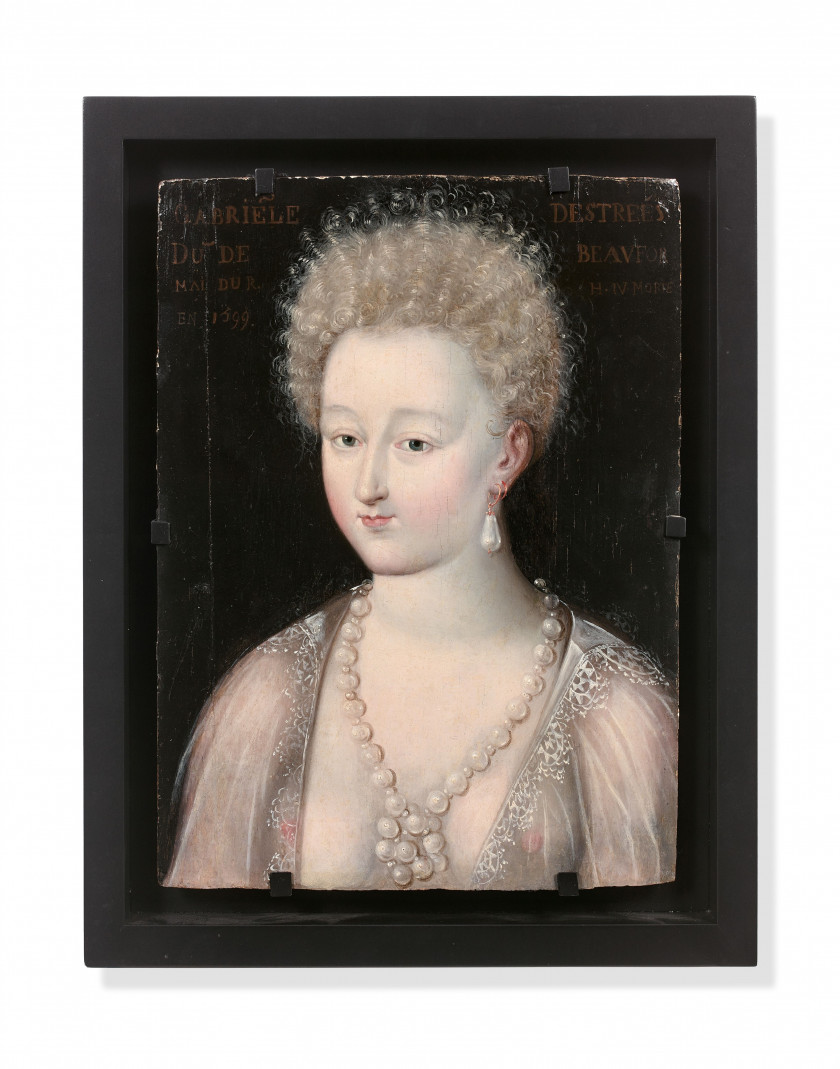 Seconde école de Fontainebleau  Portrait de Gabrielle d'Estrées Huile sur panneau de chêne