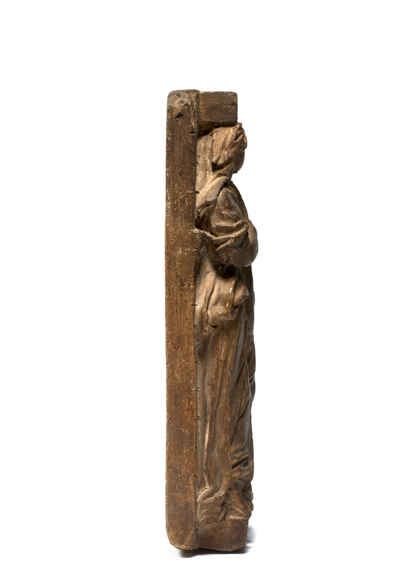 Attribué à Jacques SARAZIN Noyon, 1592 - Paris, 1660 Cariatides du pavillon de l'Horloge au Louvre Esquisse en terre cuite originale..