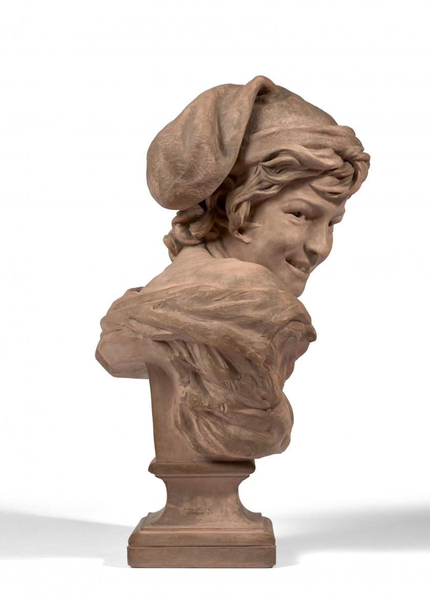 Jean-Baptiste CARPEAUX Valenciennes,1827 - Courbevoie,1875 Rieur napolitain n° 1 Terre cuite patinée