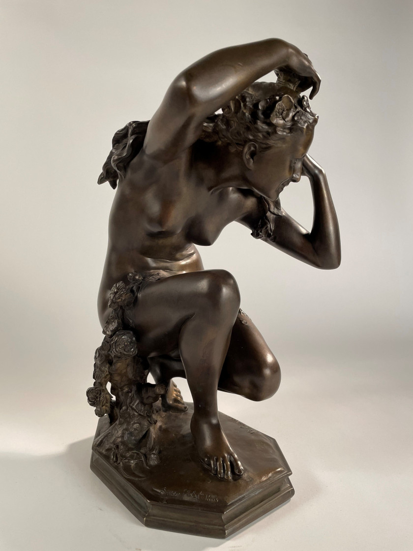 Jean-Baptiste CARPEAUX Valenciennes,1827 - Courbevoie, 1875 Flore accroupie Bronze à patine brun nuancé, fonte posthume