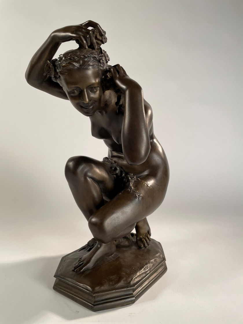 Jean-Baptiste CARPEAUX Valenciennes,1827 - Courbevoie, 1875 Flore accroupie Bronze à patine brun nuancé, fonte posthume