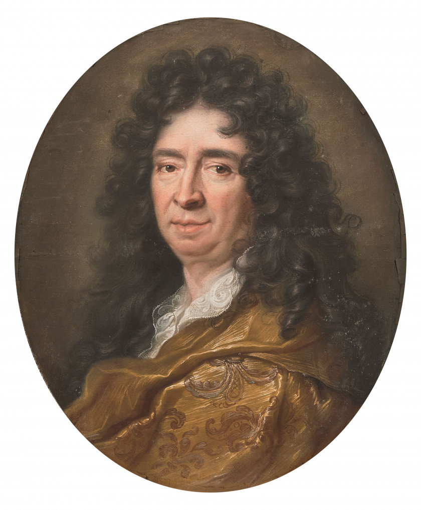 Joseph VIVIEN Lyon, 1657 - Bonn, 1734 Portrait de Pierre Richelet Pastel sur papier tendu sur panneau de chêne, de forme ovale