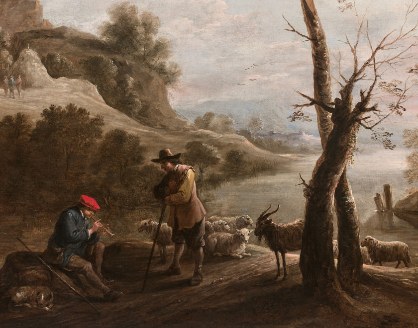 David TENIERS Bruxelles, 1610 - 1690 Bergers et leurs troupeaux dans un paysage Huile sur toile