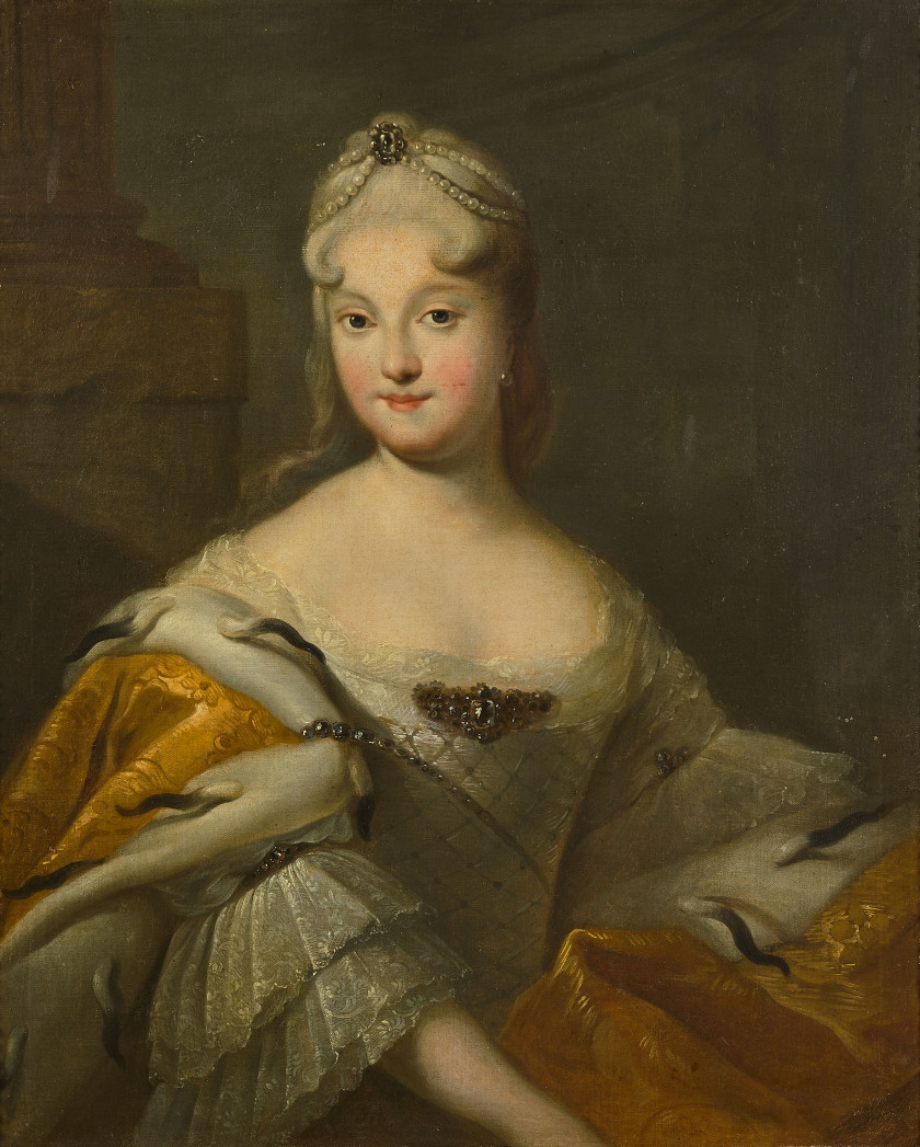 Ecole probablement russe du XVIIIe siècle  Portrait de la princesse Catherine Dolgorouki (1712-1747) Huile sur toile