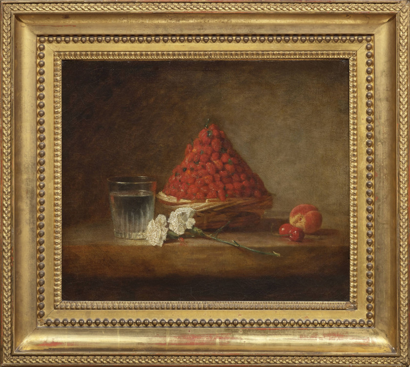 Jean-Siméon CHARDIN Paris, 1699-1779 Le panier de fraises des bois Huile sur toile