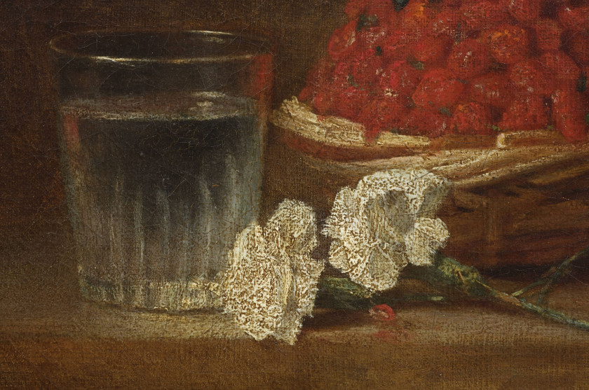 Jean-Siméon CHARDIN Paris, 1699-1779 Le panier de fraises des bois Huile sur toile