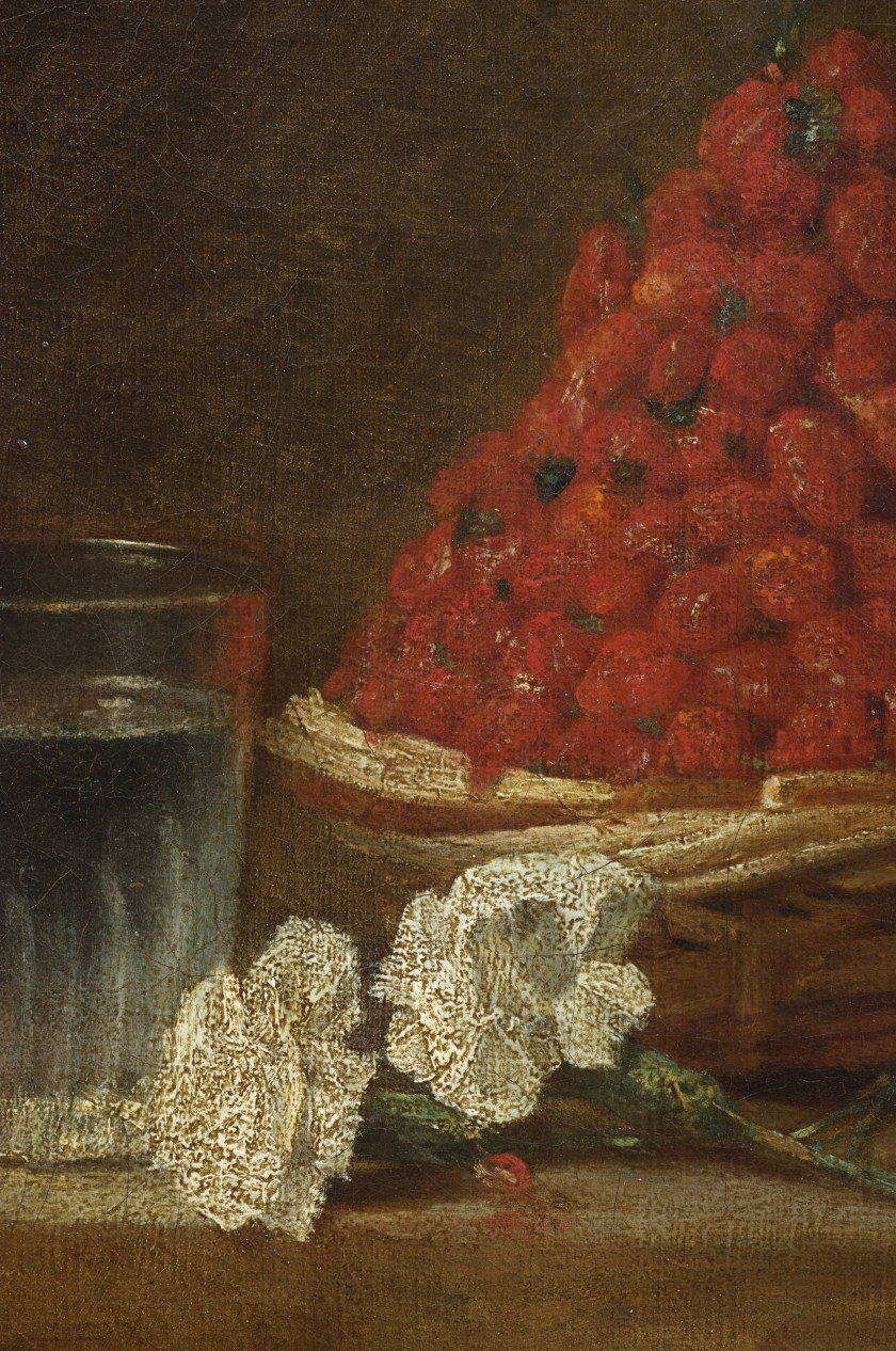 Jean-Siméon CHARDIN Paris, 1699-1779 Le panier de fraises des bois Huile sur toile