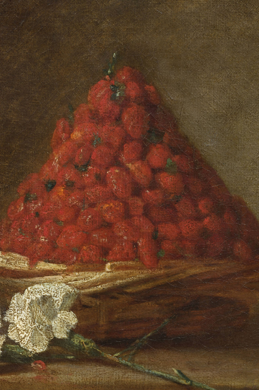 Jean-Siméon CHARDIN Paris, 1699-1779 Le panier de fraises des bois Huile sur toile