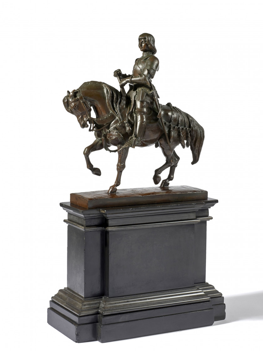 Antoine-Louis BARYE Paris, 1795 - 1875 Cavalier du XVe siècle Bronze à patine brune