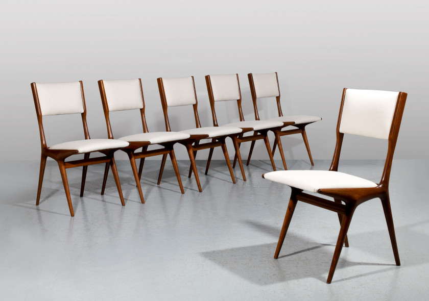 Carlo de CARLI 1910-1999 Suite de six chaises mod. 634 - 1954