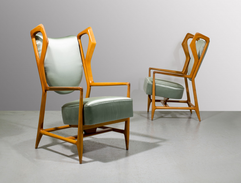 Gio PONTI 1891-1979 Rare paire de fauteuils mod. "Triennale" - 1951