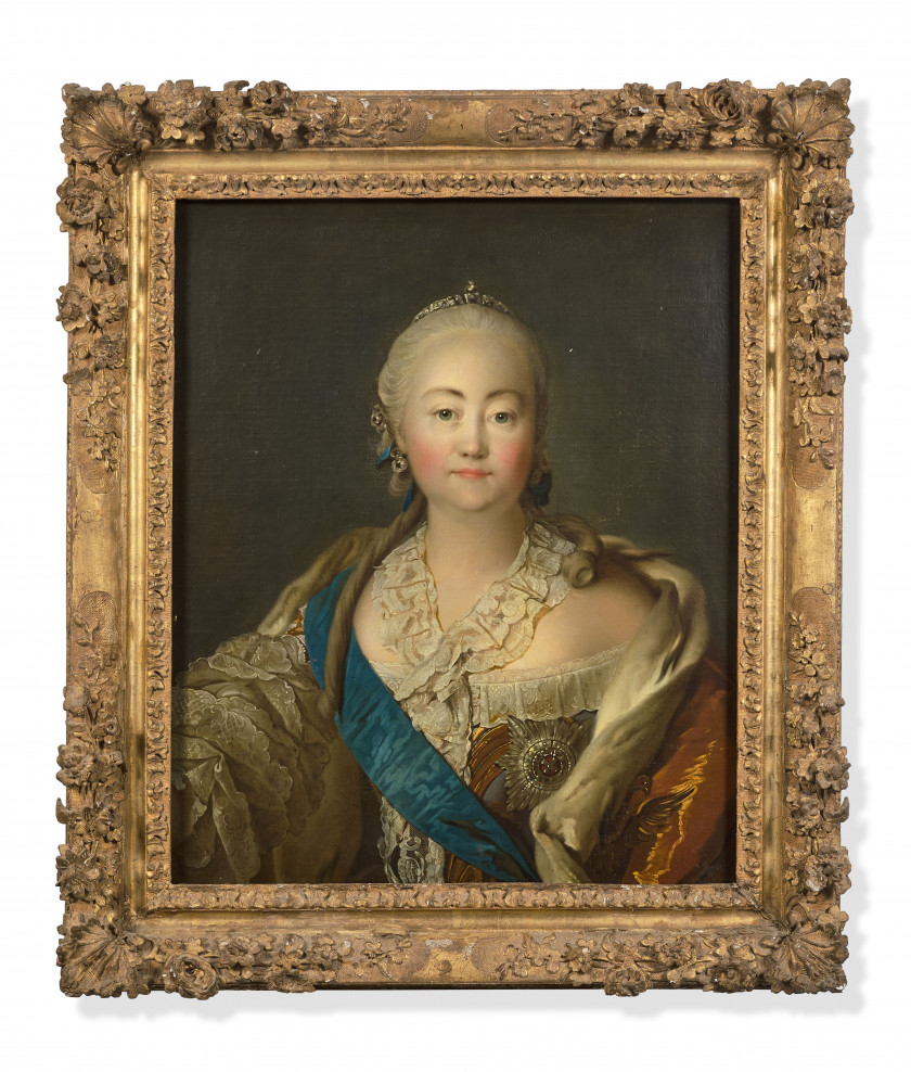 Ecole française du XVIIIe siècle Atelier de Louis Tocqué Portrait d'Elisabeth Iere, impératrice de Russie Huile sur toile