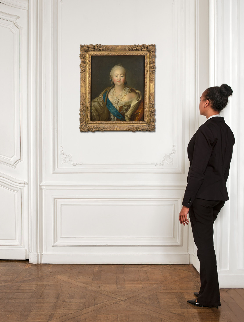 Ecole française du XVIIIe siècle Atelier de Louis Tocqué Portrait d'Elisabeth Iere, impératrice de Russie Huile sur toile