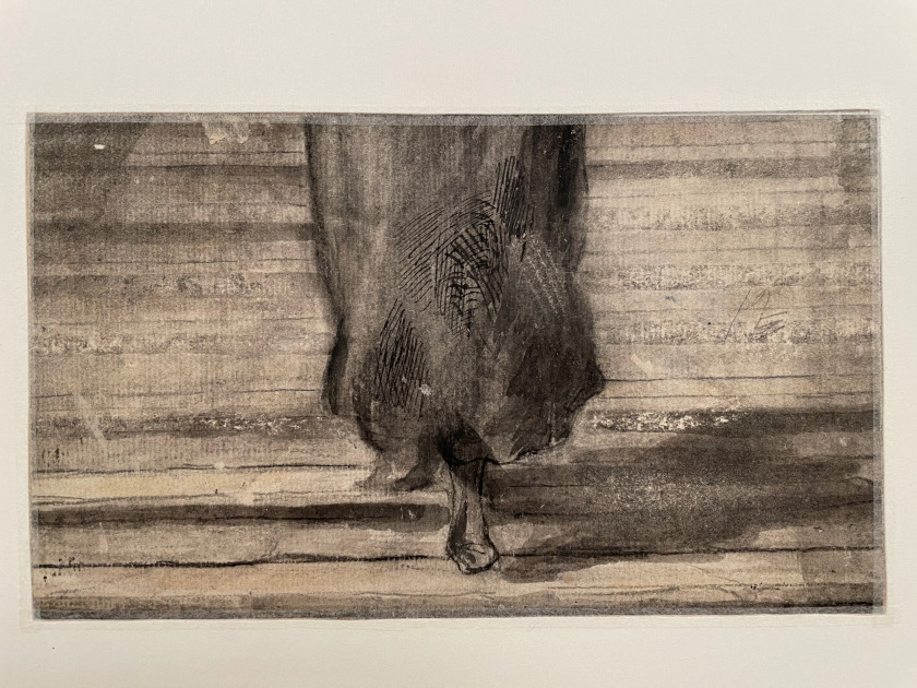 Honoré DAUMIER Marseille, 1808 - Valmondois, 1879 Recto : Cri d'alarme sur la grève ; Verso : Etude pour le bas de la robe d'un avoc.