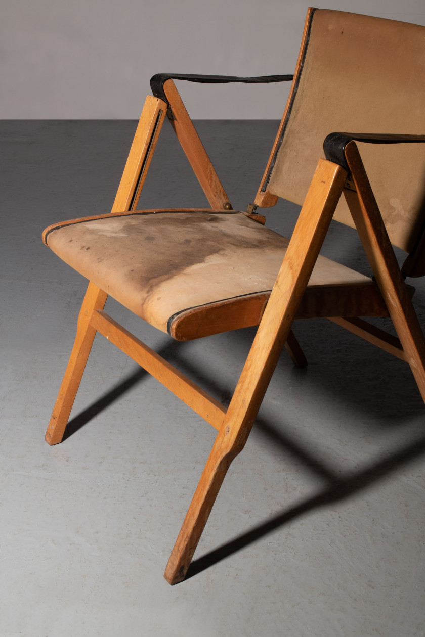 Marco ZANUSO 1916-2001 Rare fauteuil pliable "Bridge" - 1951