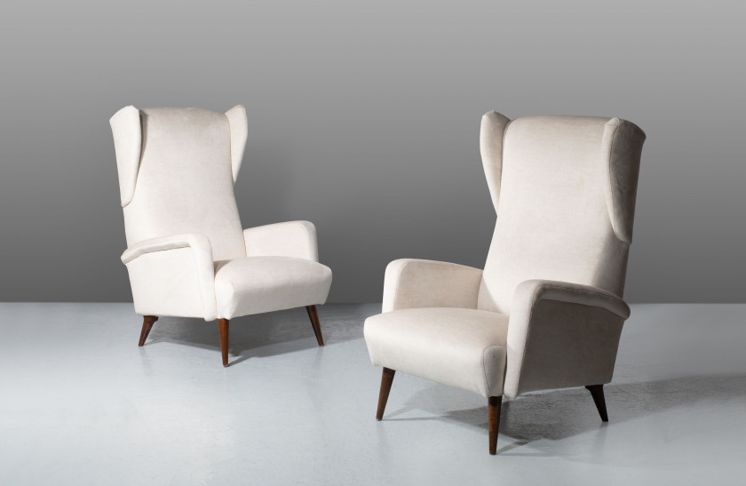 Gio PONTI 1891-1979 Paire de fauteuils - circa 1950