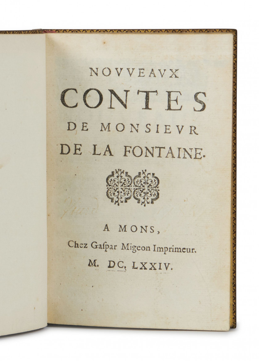 LA FONTAINE (Jean de) Nouveaux contes. Mons, Gaspar Migeon, 1674.