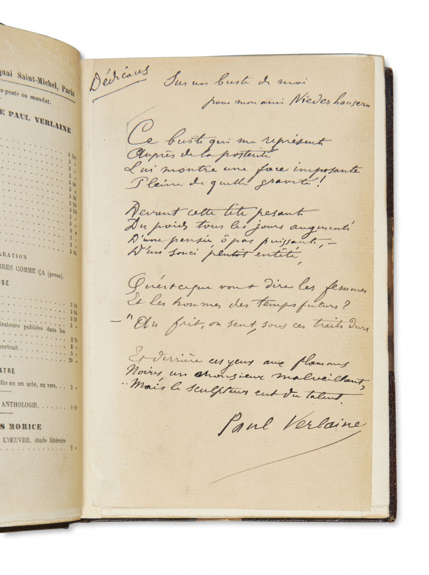 VERLAINE (Paul) Dédicaces. Nouvelle édition augmentée. Paris, Léon Vanier, 1894.