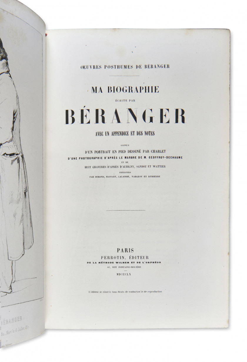 BÉRANGER (P. J.) Œuvres complètes. Paris, Perrotin, 1851.